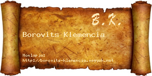 Borovits Klemencia névjegykártya
